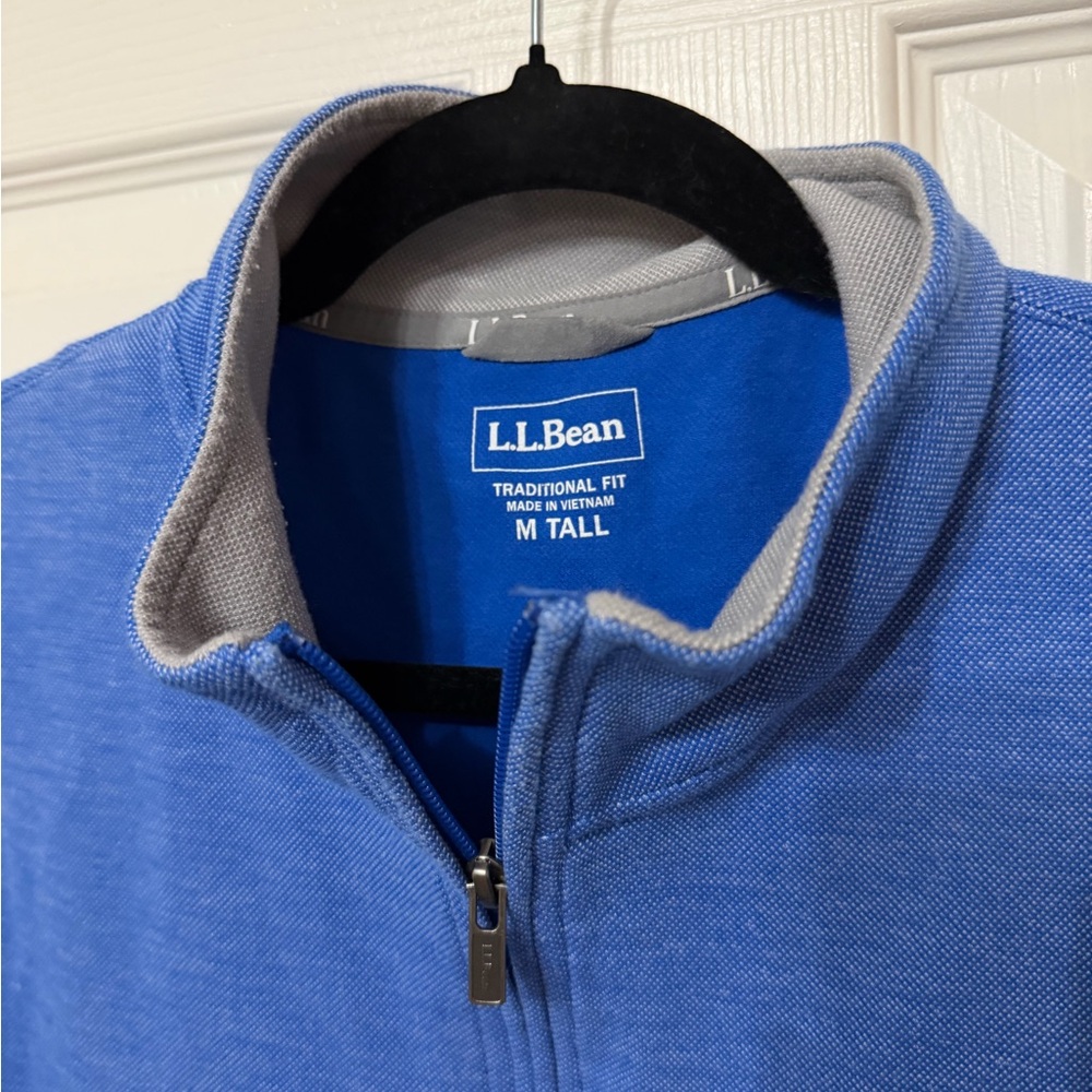 LL Bean Men's Comfort Stretch Pique Quarter Zip Pullover, Long-Sleeve med tall - Picture 4 of 5